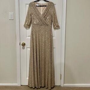Oleg Cassini Gold Sequin Dress Size 6 NWT